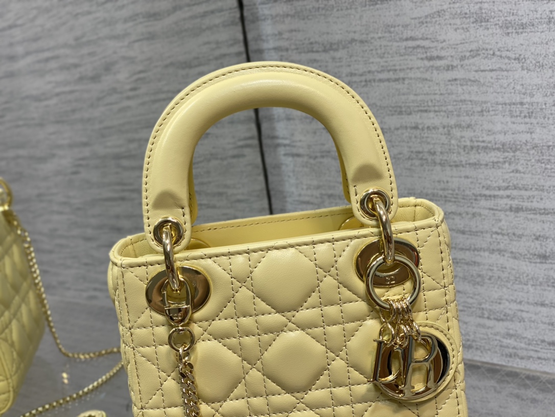 Mini Lady Dior Bag Light Yellow Cannage Lambskin